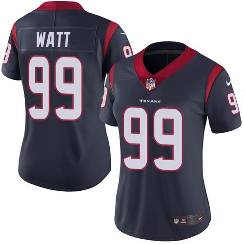 Nike Texans #99 J.J. Watt Navy Blue Team Color Women's Stitched NFL Vapor Untouchable Limited Jersey